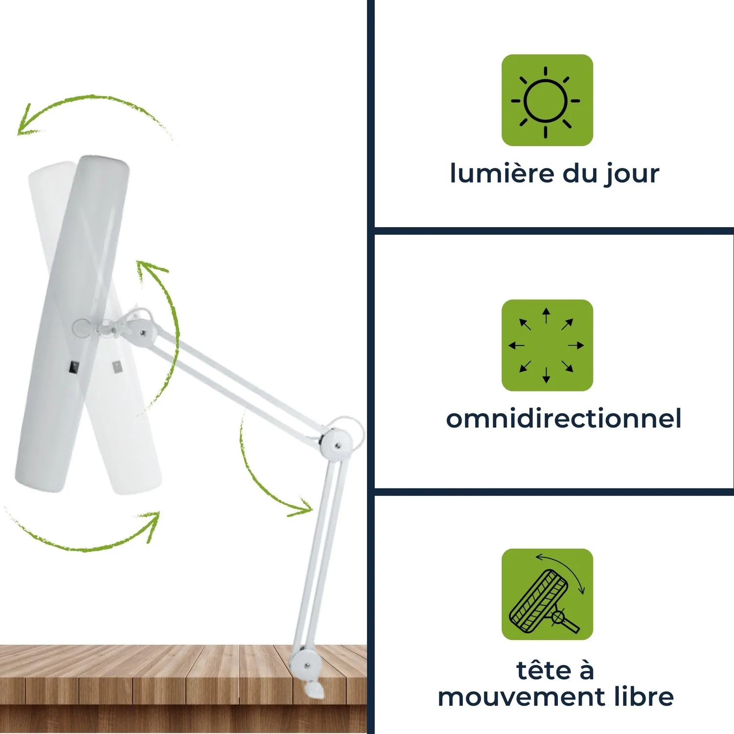 Velleman 59921 lampe de bureau à étau 3 × 14 W, lumière 6500 K