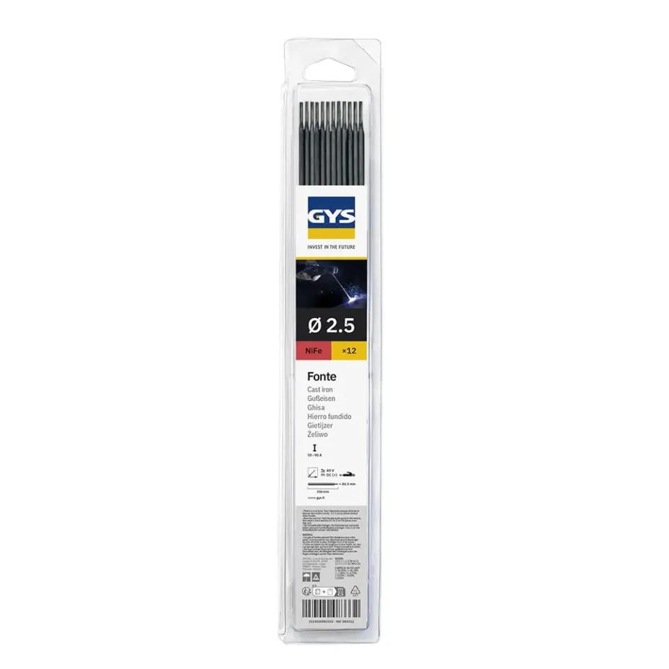GYS électrodes soudage fonte Ø2,5 mm blister 12