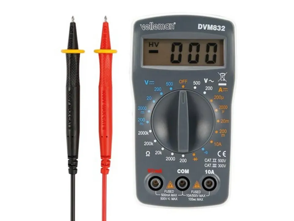 Velleman multimètre numérique CAT II 500 V avec cordons
