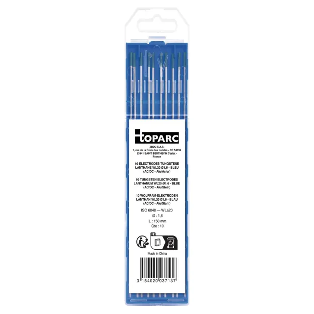 GYS WL20 électrodes tungstène TIG 1,6 mm, lot de 10, lanthane