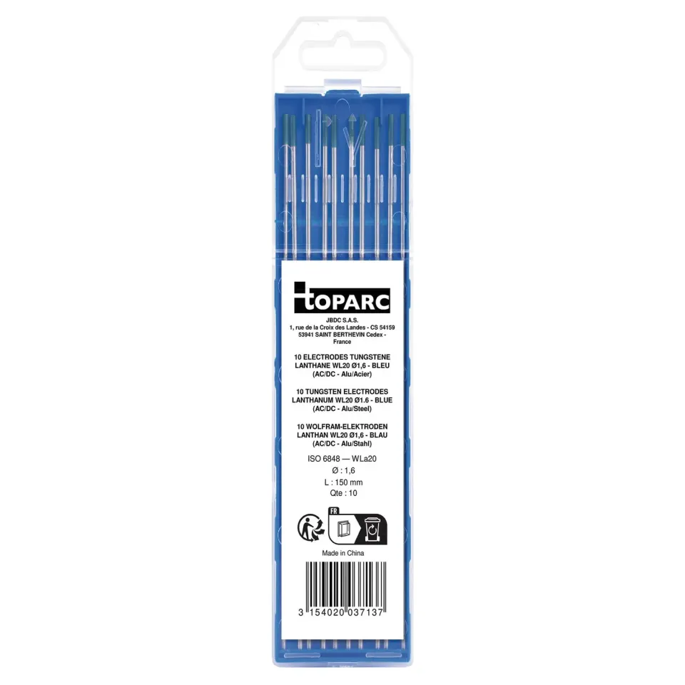 GYS WL20 électrodes tungstène TIG 1,6 mm, lot de 10, lanthane