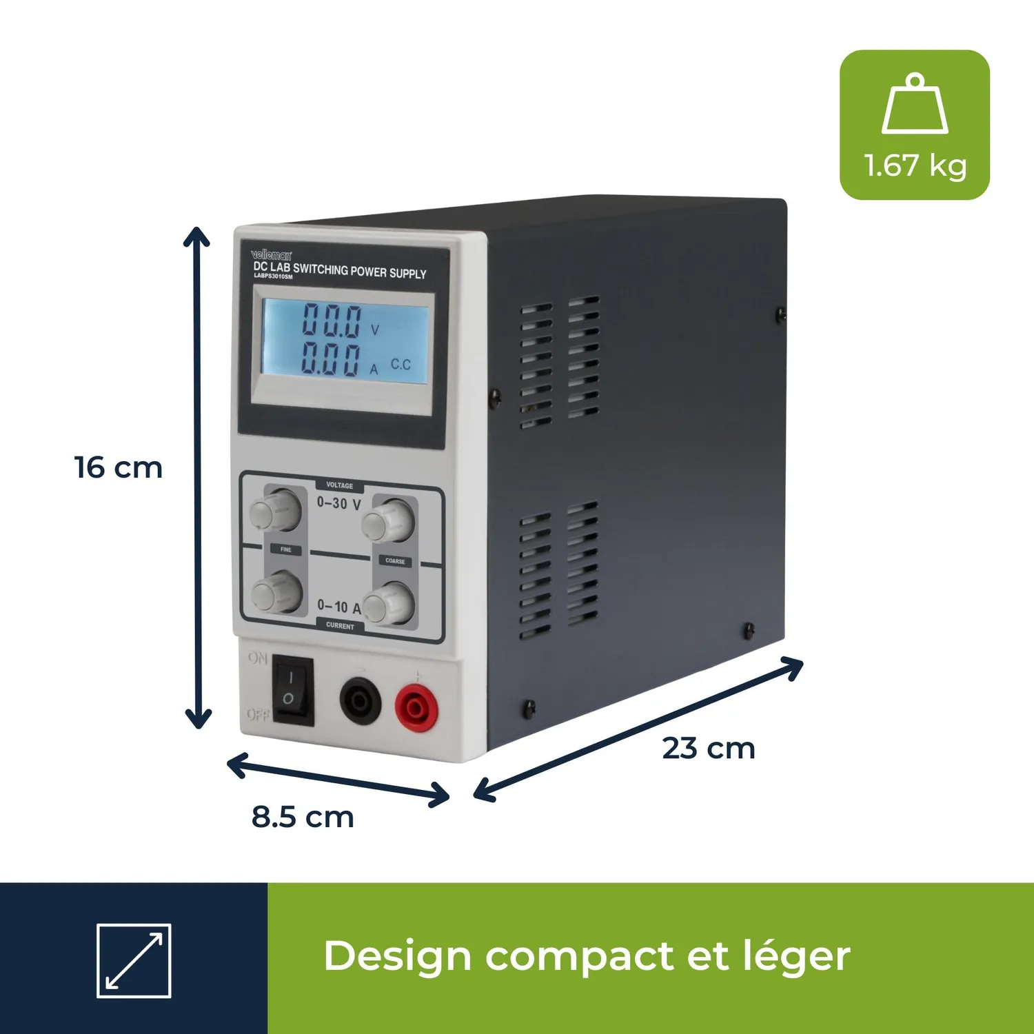 Velleman GP alimentation de laboratoire réglable 0–30 V 0–10 A LCD