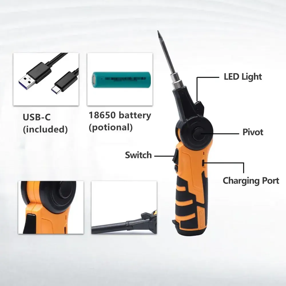 Zhongdi ZD-20L fer à souder sans fil USB-C 16W LED