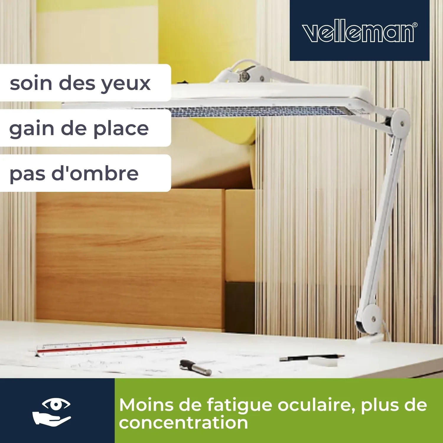 Velleman 59921 lampe de bureau à étau 3 × 14 W, lumière 6500 K