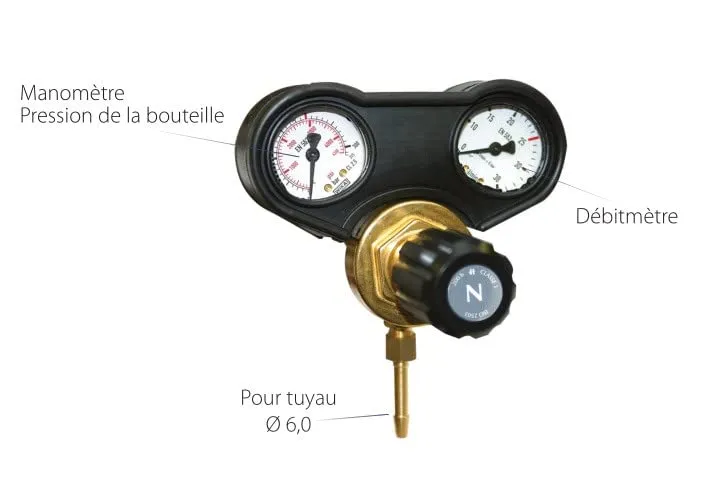 GYS manomètre débitmètre 30 L/min avec enveloppe caoutchouc
