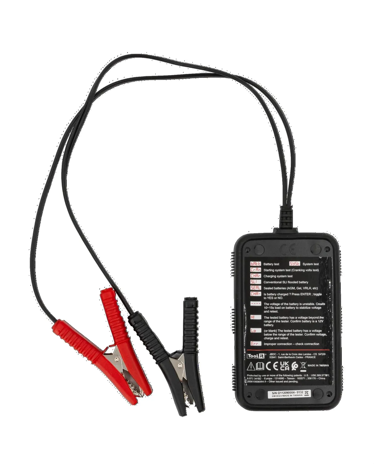 GYS 024168 testeur de batterie 12 V avec colliers plomb