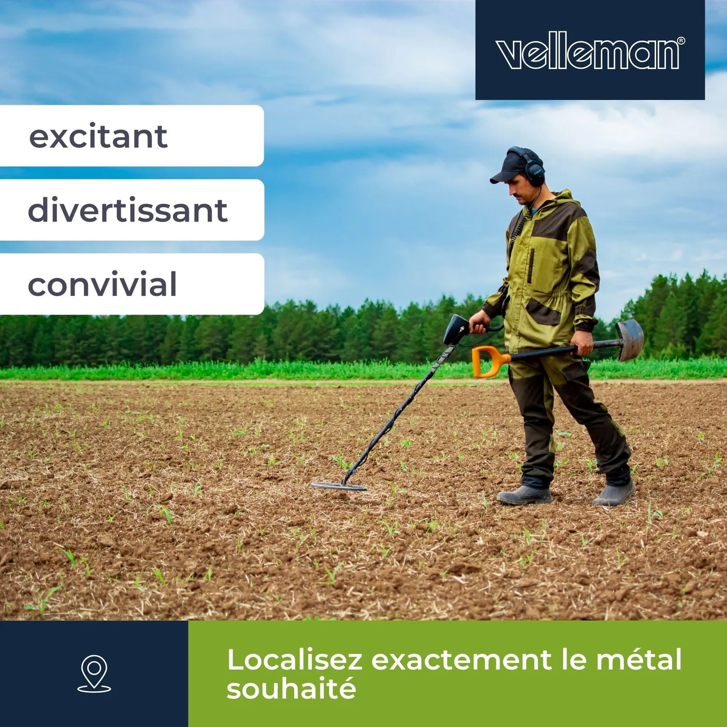 Velleman détecteur de métaux 24 cm LCD 25 cm