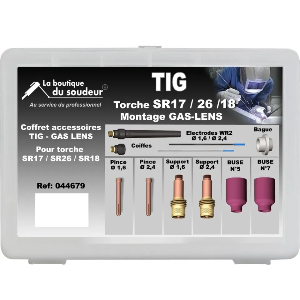 LA BOUTIQUE DU SOUDEUR TIG SR17 SR18 SR26 coffret torche GAS-LENS