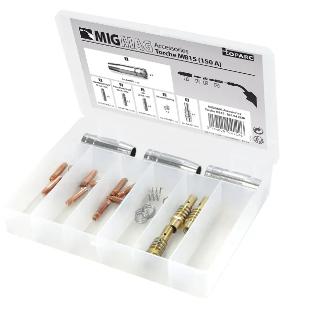 GYS coffret consommables 041226 pour torche MIG 150 A MB15, 26 pièces
