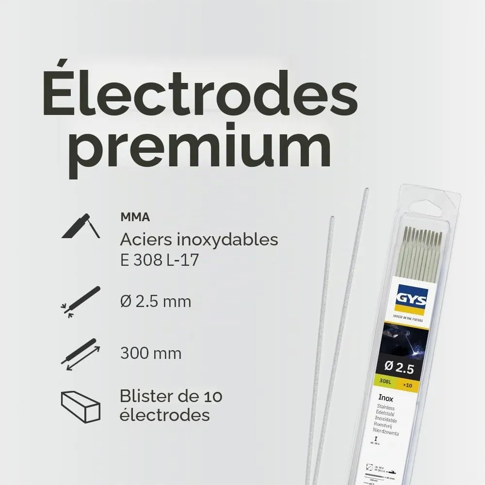 GYS E308L électrodes inox MMA Ø 2,5 mm lot de 10