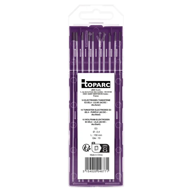 GYS 046771 électrodes tungstène TIG E3 Ø 2,4 mm, étui de 10