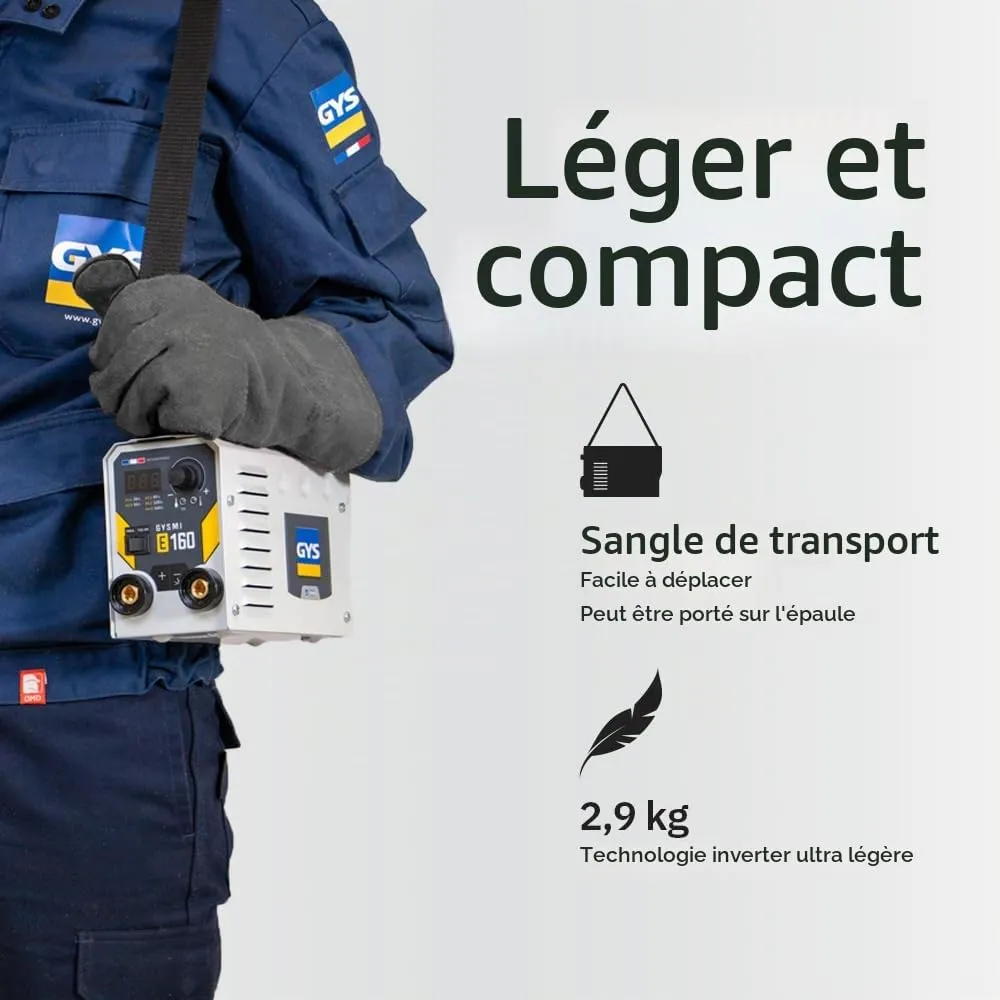 GYS GYSMI E160 poste à souder MMA 160 A 230 V avec valise
