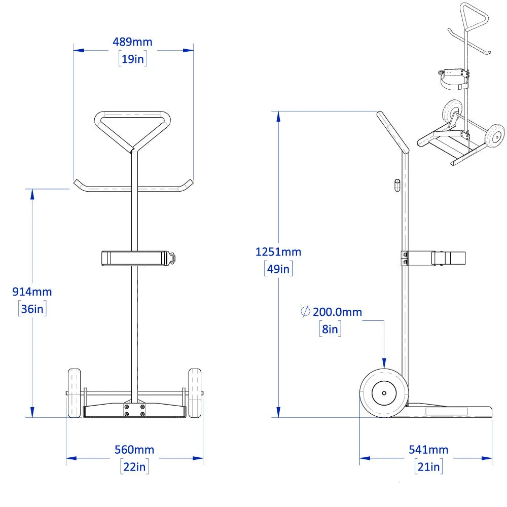 Strong Hand Europe chariot porte-bouteille gaz 150 kg avec plateaux