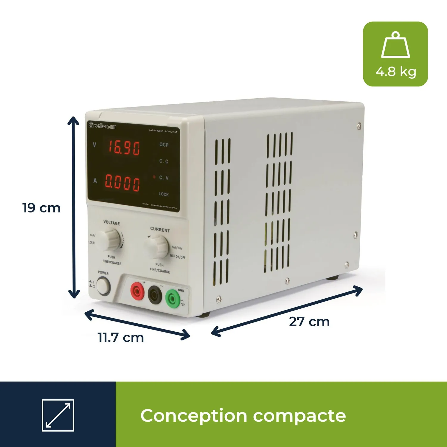 Velleman GP alimentation de laboratoire 0-30V 5A réglable
