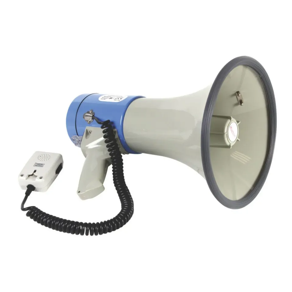 Velleman GP Series mégaphone 25 W avec sirène, micro détachable, gris/noir/bleu