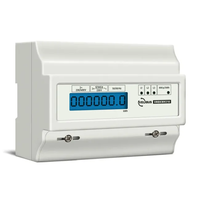 Velleman compteur d'énergie triphasé rail DIN 100 A LCD