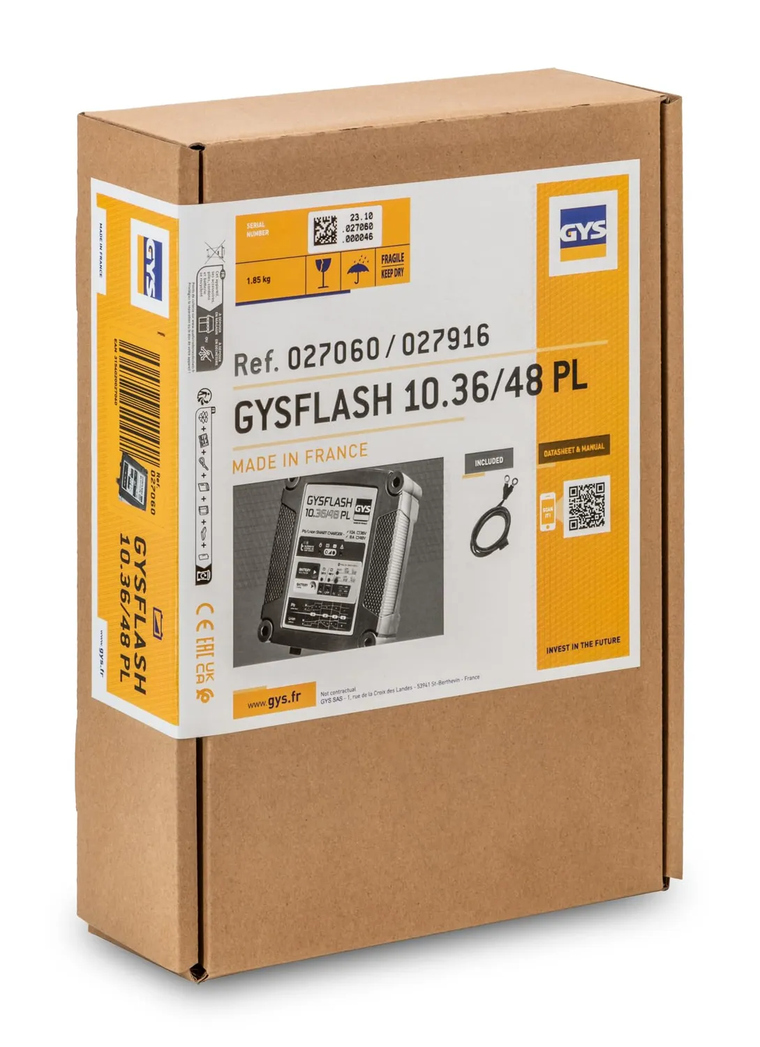 GYS GYSFLASH 10.36/48 PL chargeur 36/48 V 8/10 A lithium et plomb