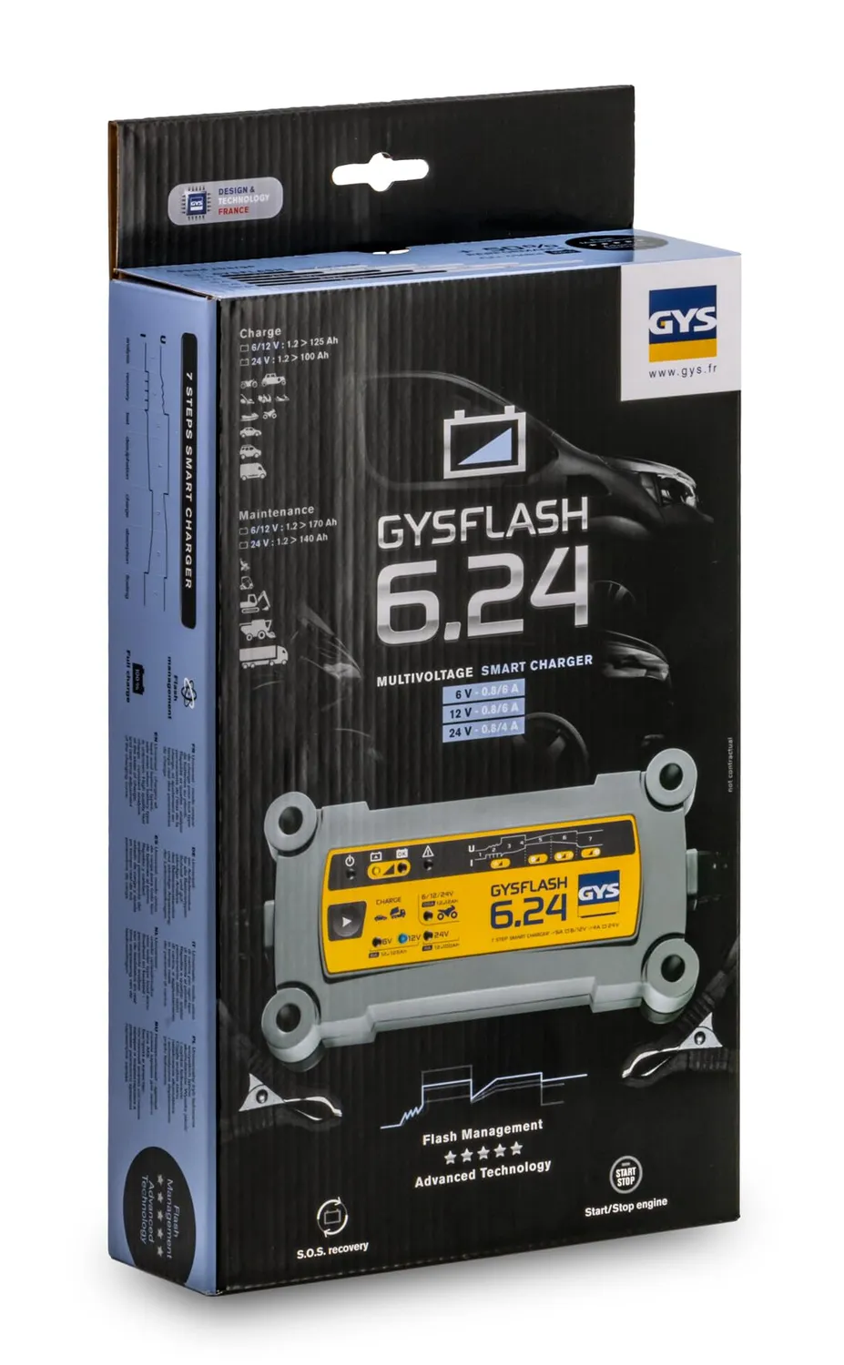 GYS GYSFLASH 6.24 chargeur batterie 6/12/24 V IP65