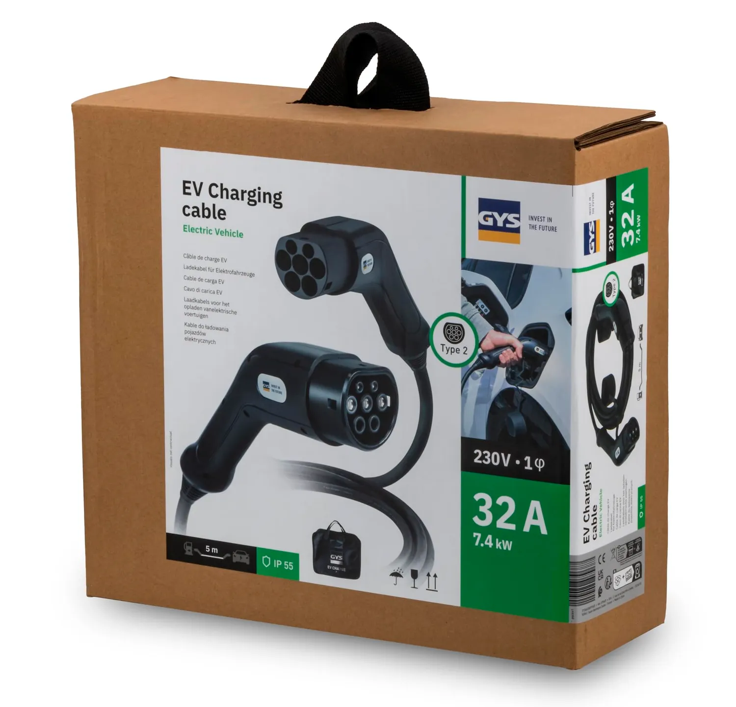 GYS EV T2/T2 câble de recharge 5 m 32 A 7,2 kW