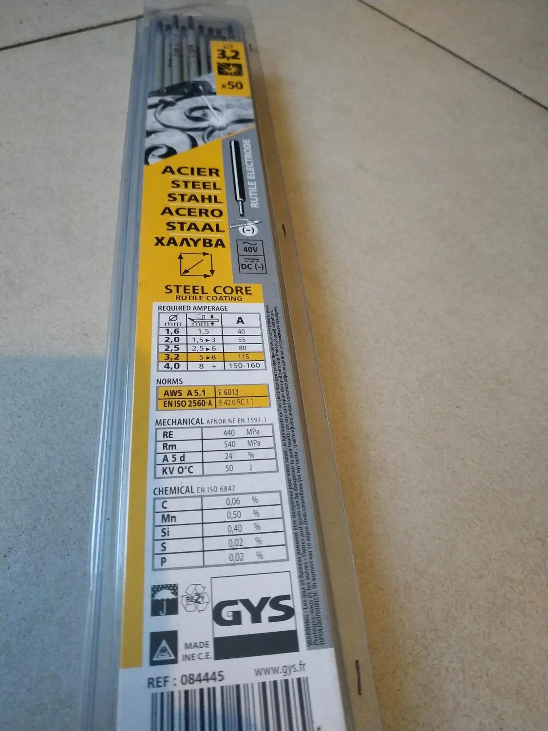 GYS électrodes rutiles E6013 Ø 3,2 mm 50 pièces