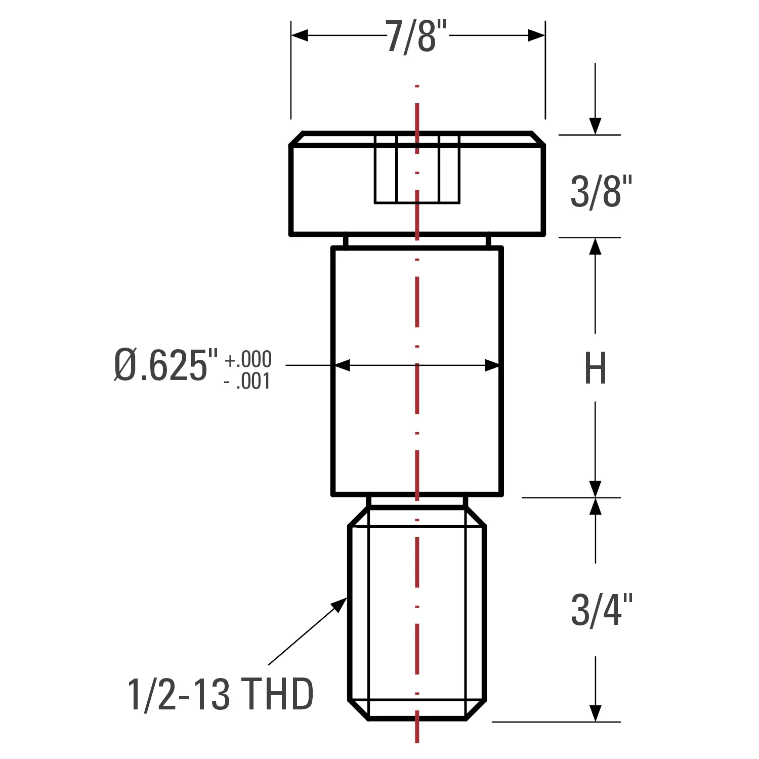 STRONG HAND EUROPE Socket Head Shoulder Bolts vis à épaulement H 1/2 po, trous 5/8 po
