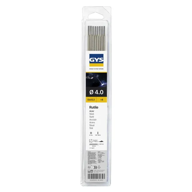 GYS métal d’apport MMA E6013 électrodes rutiles 4 mm × 350 mm, 8 pièces