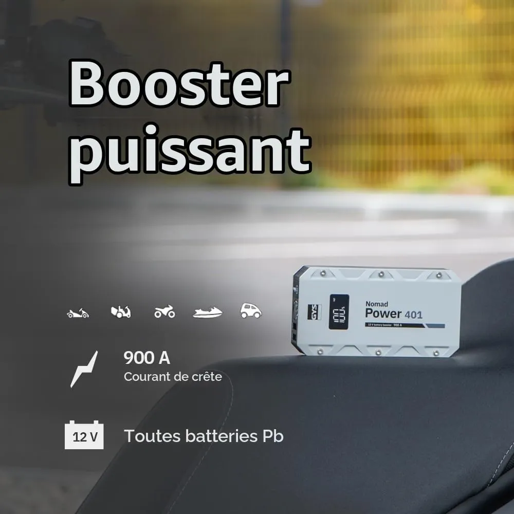 GYS Nomad Power 401 booster lithium 12 V, 1200 A, batterie 3 Ah