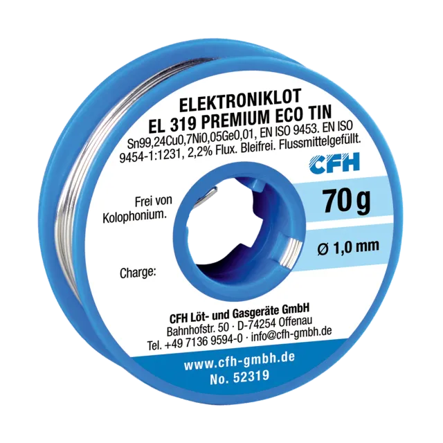 CFH PREMIUM ECO TIN EL 319 fil à souder 70 g, sans plomb