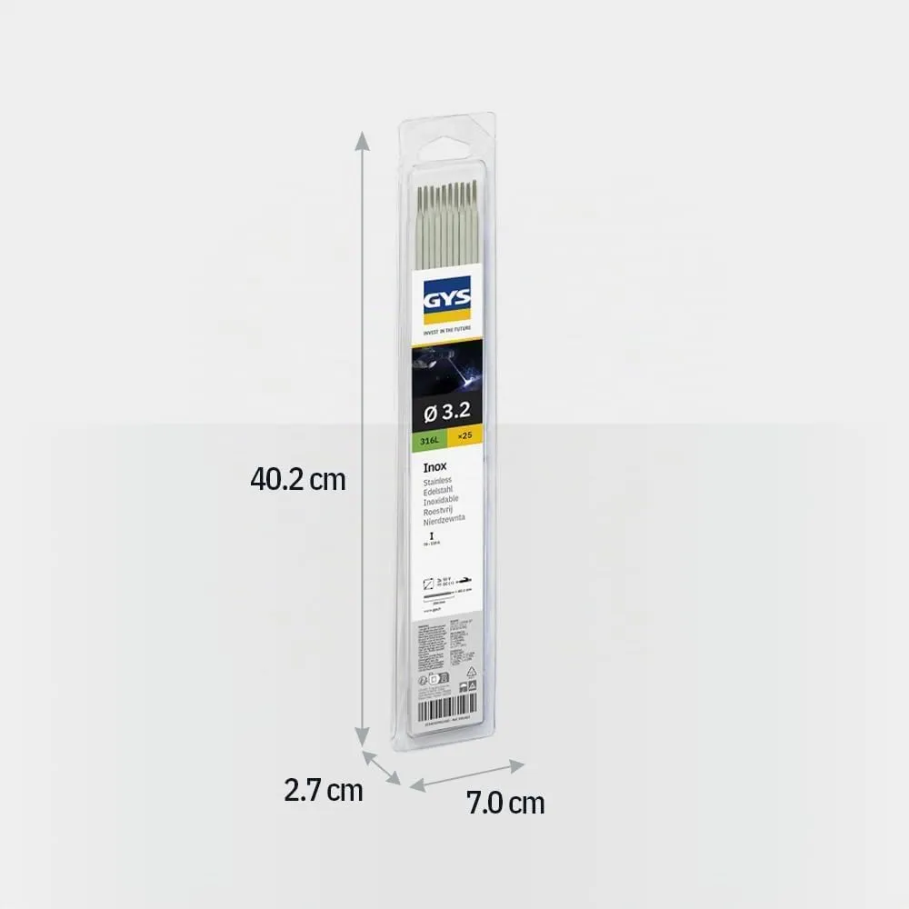 GYS E316L électrodes inox Ø 3,2 mm, 25 baguettes rutilo-basiques
