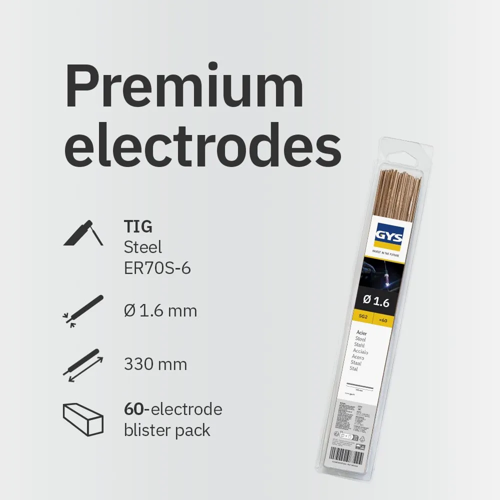 GYS baguettes TIG ER70S-6/W3Si1 Ø 1,6 mm 60 pièces