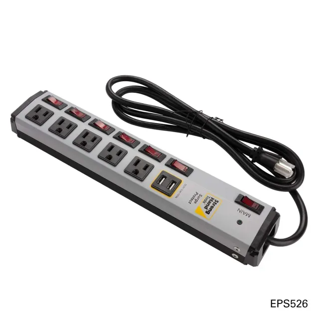 Strong Hand Europe multiprise parafoudre métal 5 prises USB 1,8 m