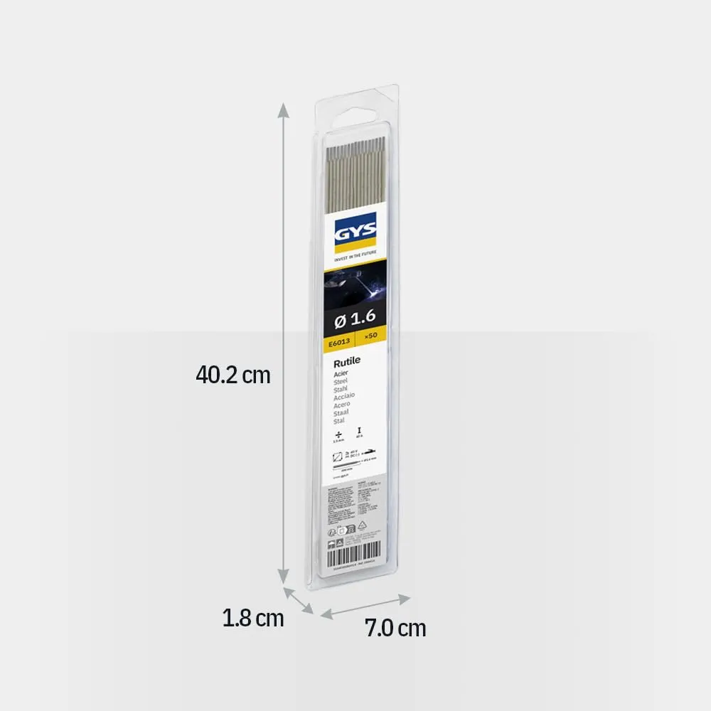 GYS électrodes rutiles E6013 Ø 1,6 mm, étui de 50, inox