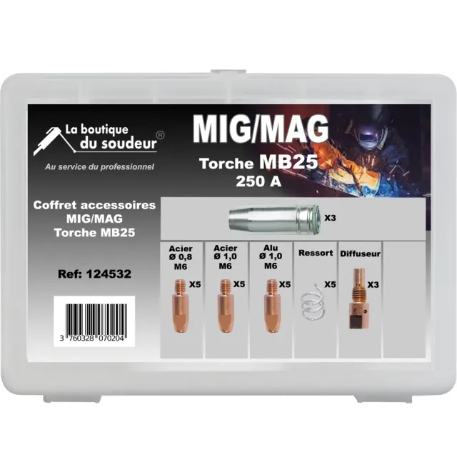 LA BOUTIQUE DU SOUDEUR MB25 coffret torche MIG 250 A consommables