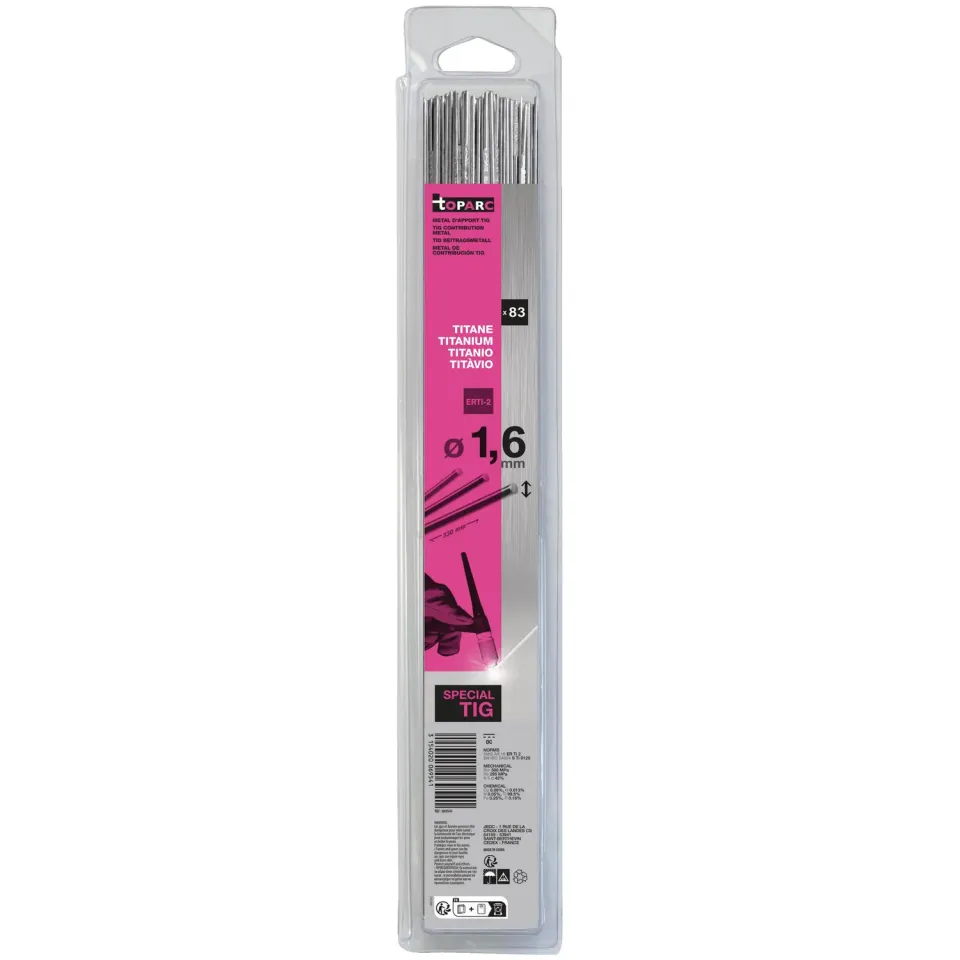 GYS baguettes TIG titane ERTi-2 Ø1,6mm blister 83 pièces