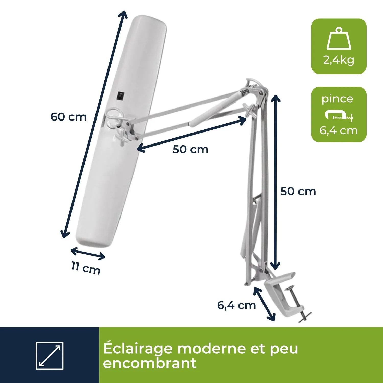 Velleman 59921 lampe de bureau à étau 3 × 14 W, lumière 6500 K