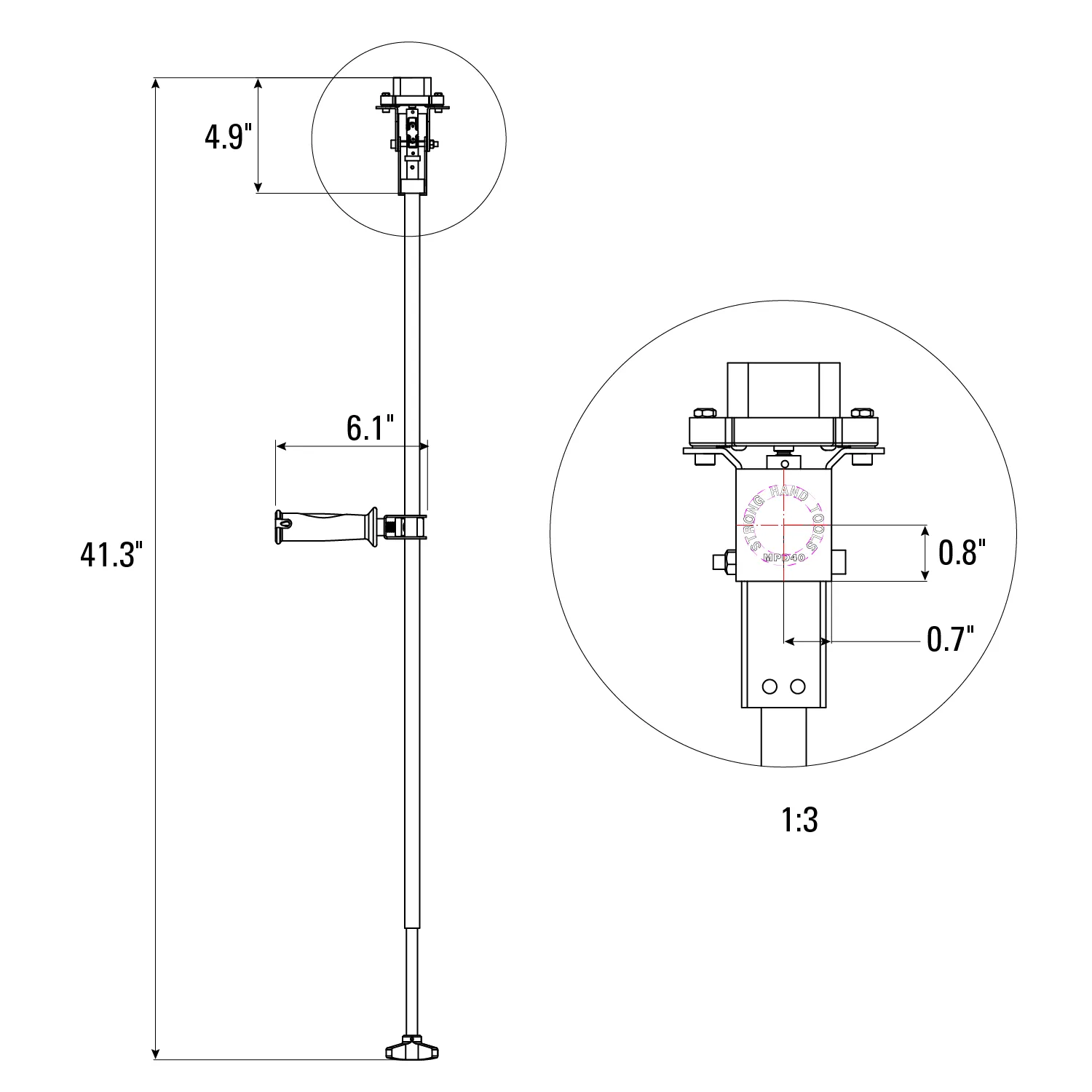 Strong Hand On/Off Magnetic Part Picker aimant ramasse-pièces 40 po