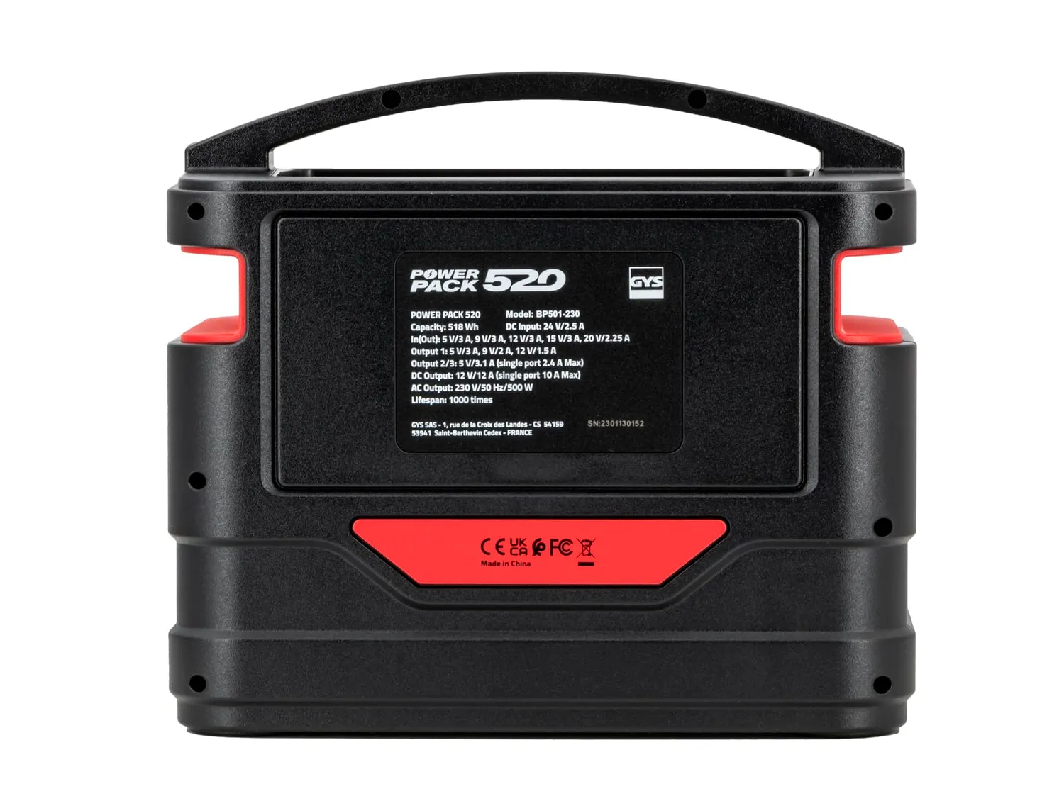 GYS Power Pack 520 station d’énergie portable LiFePO4