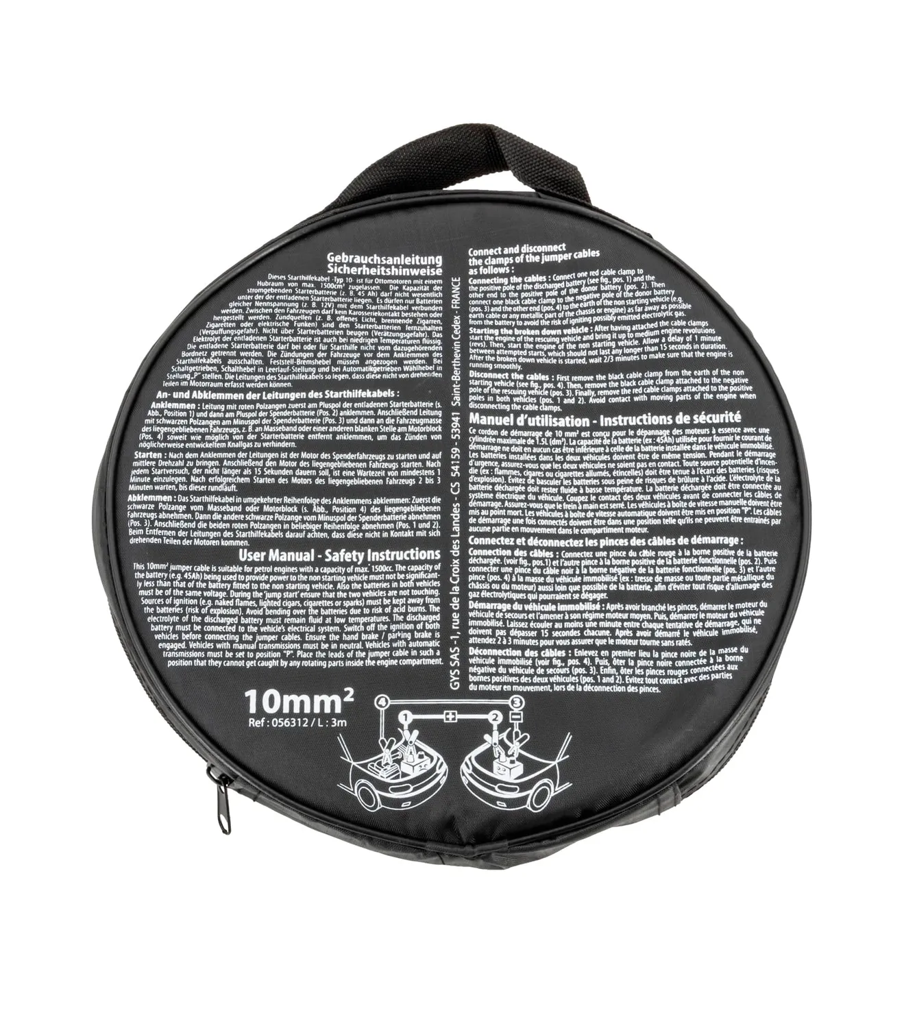 GYS 056312 câbles de démarrage 3m 10mm² essence 200A