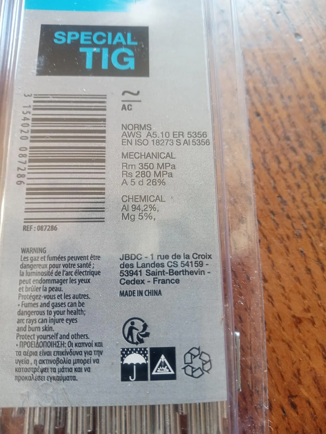 GYS AlMg5 ER5356 baguettes TIG aluminium 2 mm 40 pièces