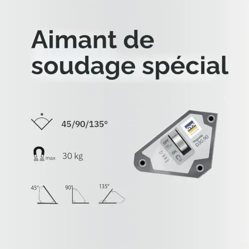GYS MAGNECTIC D30.90 positionneur magnétique d’angle 45° 90° 135°