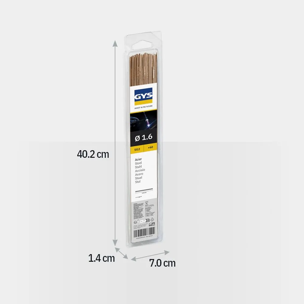 GYS baguettes TIG ER70S-6/W3Si1 Ø 1,6 mm 60 pièces