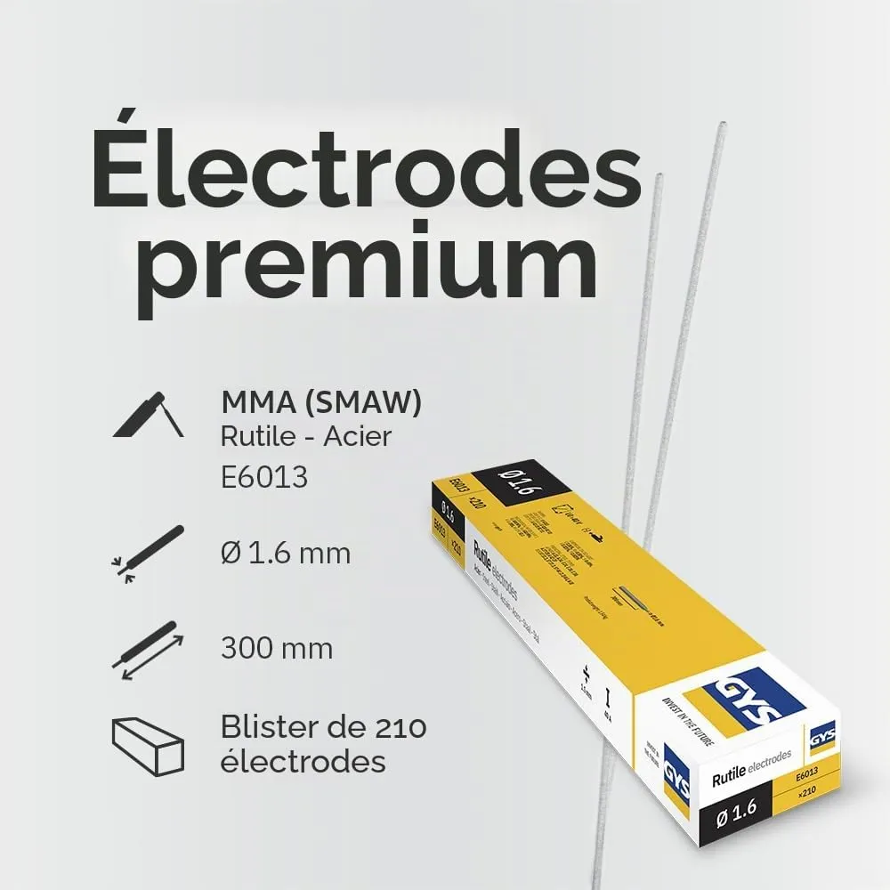 GYS Métal d’Apport MMA électrodes rutile E6013 Ø 1,6 mm 210 pièces toutes positions