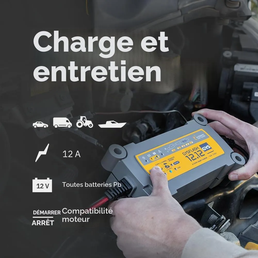 GYS GYSFLASH 12.12 chargeur batterie 12 V 12 A IP65
