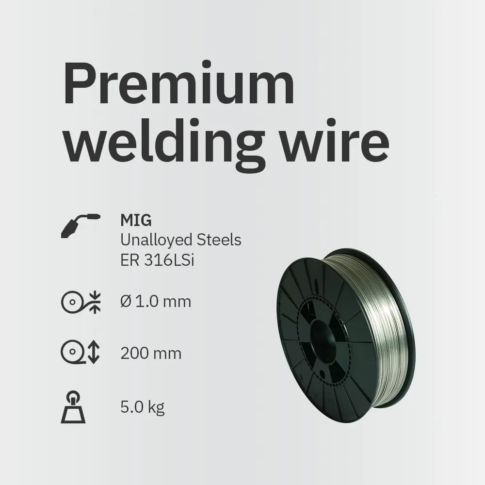 GYS Métal d’Apport MIG/MAG Fil Plein Inox ER316LSi/G19 12 3LSi Ø 1,0 mm Bobine 5 kg S200
