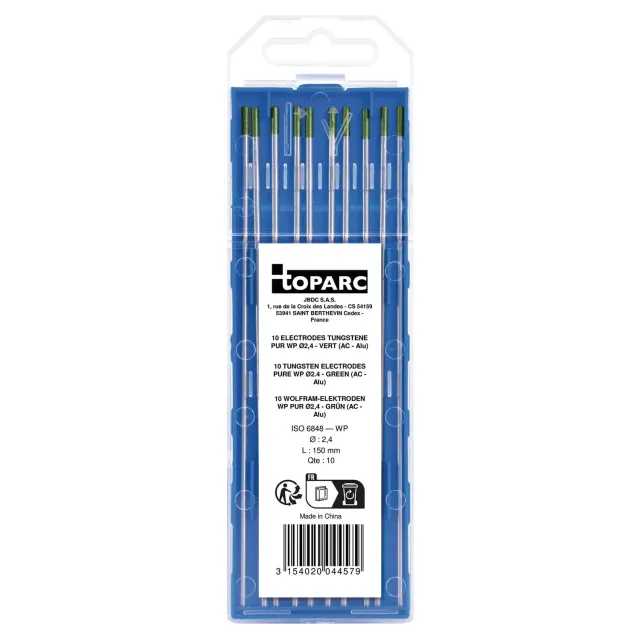 GYS WP électrodes tungstène TIG 2,4 mm lot de 10 vertes