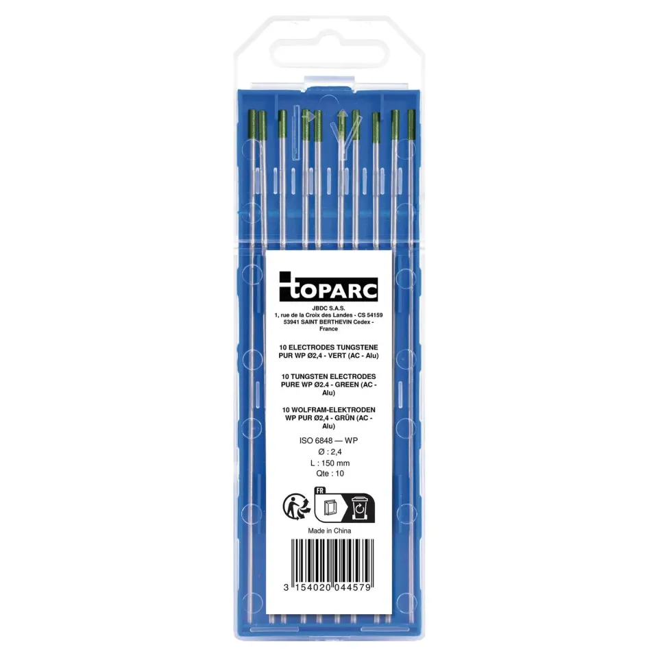 GYS WP électrodes tungstène TIG 2,4 mm lot de 10 vertes