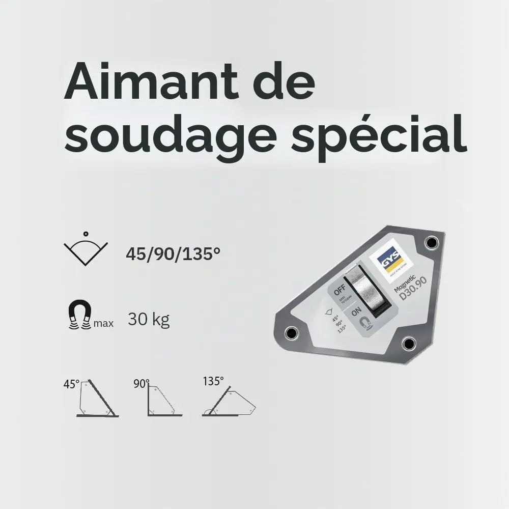 GYS MAGNECTIC D30.90 positionneur magnétique d’angle 45° 90° 135°