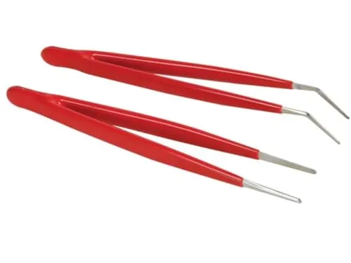 Velleman GP Series pincettes de précision droites et coudées rouges
