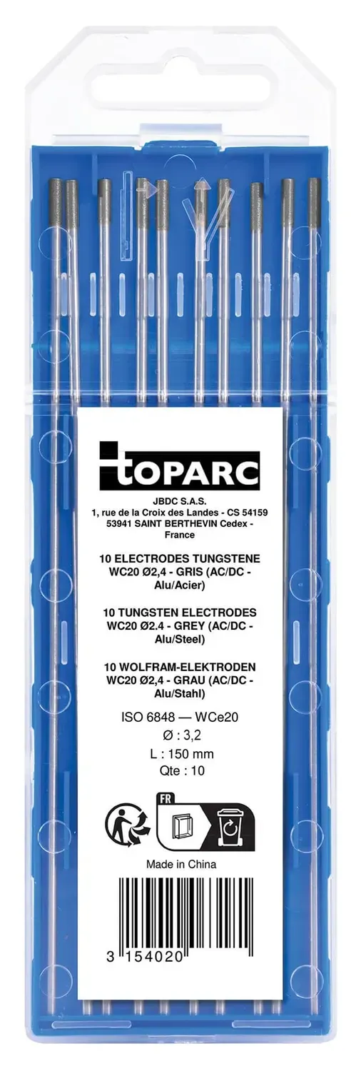 GYS WC20 électrodes tungstène TIG Ø 3,2 mm, lot de 10