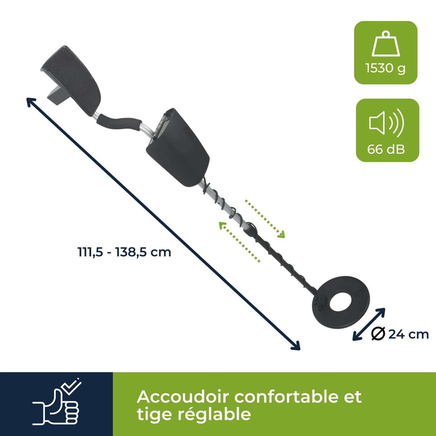 Velleman détecteur de métaux 24 cm LCD 25 cm